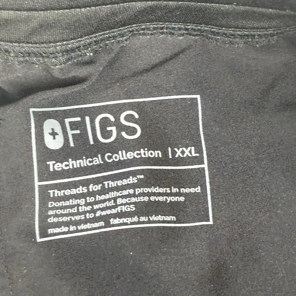 FIGS Scrub Pants Mens XXL Black Technical Drawstring Pockets Bottom T21003